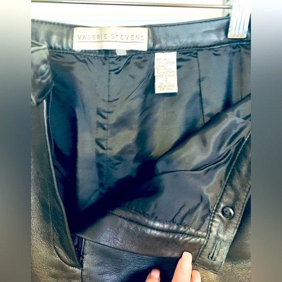 VALERIE STEVENS SEXY HIGH WAIST BLACK LEATHER PANTS FULLY LINED BUTTER SOFT - Picture 3 of 4